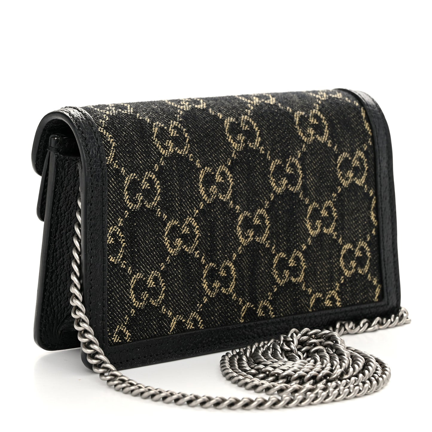 Jacquard Black Denim GG Monogram Super Mini Dionysus Shoulder Bag Black Ivory