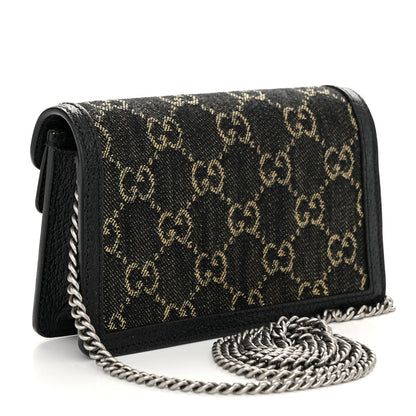 Gucci Jacquard Black Denim GG Monogram Super Mini Dionysus Shoulder Bag Black Ivory 3 of 9