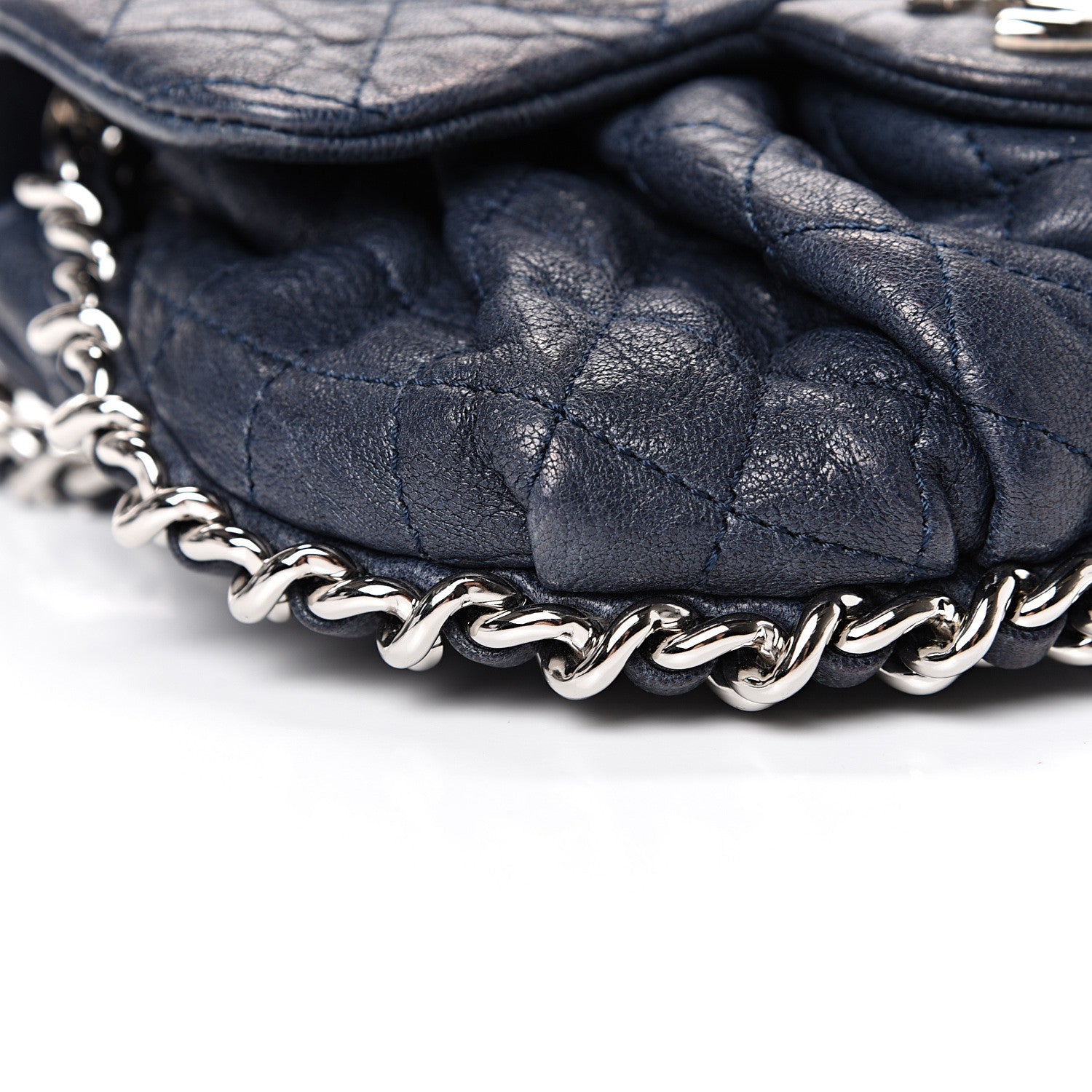 Chanel Washed Lambskin Quilted Mini Chain Around Flap Navy Blue 8 of 11