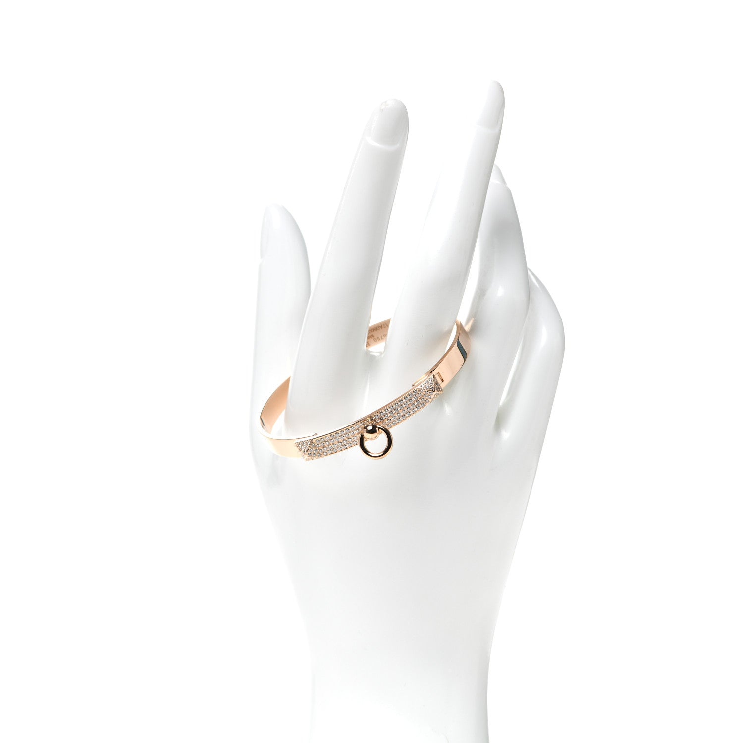 Hermes 18K Rose Gold Diamond PM Collier De Chien Pave Bracelet SH 2 of 4