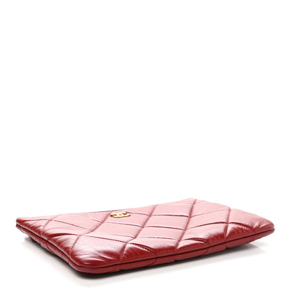 Chanel Shiny Lambskin Quilted CC Large Cosmetic Case Red 4 of 7
