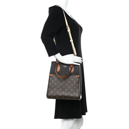 Louis Vuitton Calfskin Monogram Fold Tote MM Black Wine Cream 2 of 9