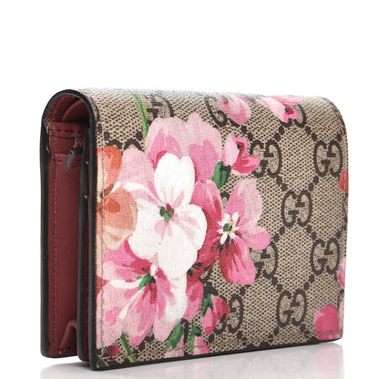 Gucci GG Supreme Monogram Blooms Card Case Wallet Beige Multicolor Dry Rose 3 of 8