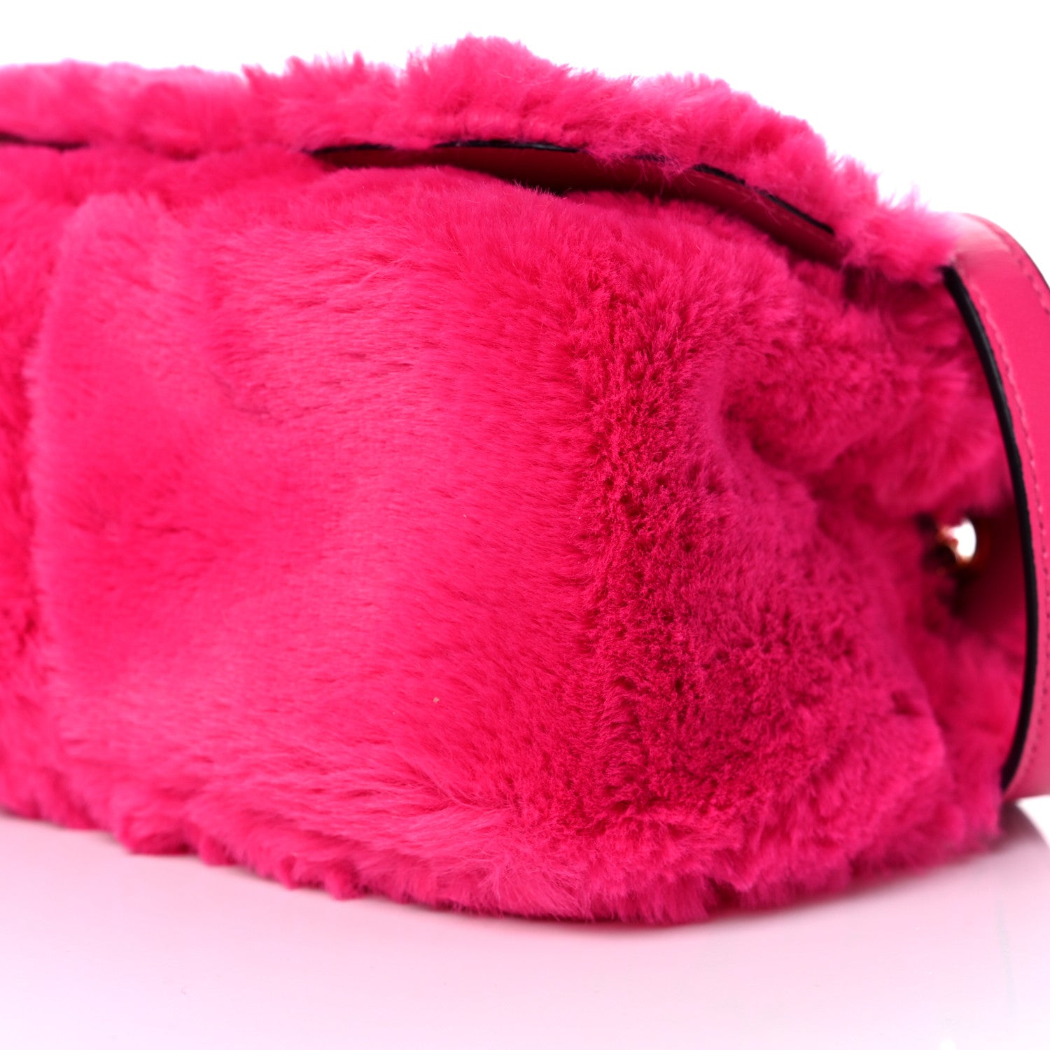 Versace Faux Fur Quilted Virtus Shoulder Bag Fuxia 6 of 8