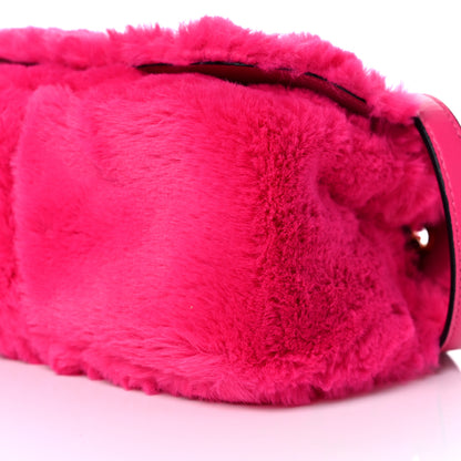 Versace Faux Fur Quilted Virtus Shoulder Bag Fuxia 6 of 8