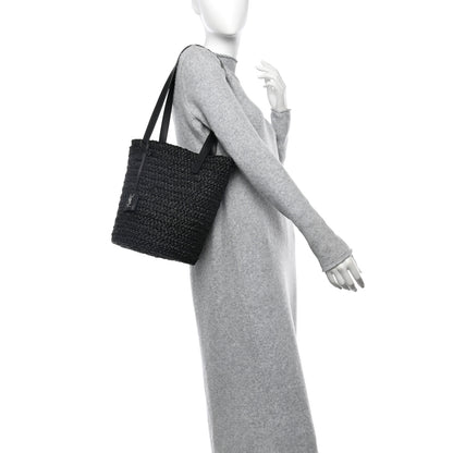 Saint Laurent Raffia Calfskin Small Panier Tote Black 3 of 11