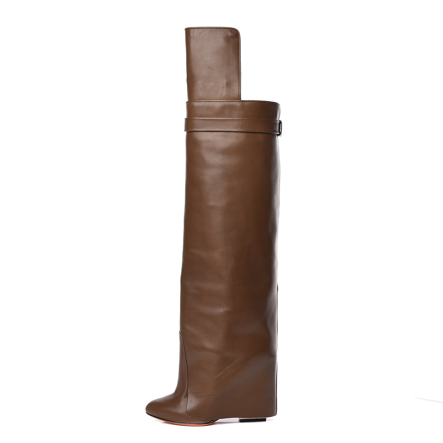 Calfskin Shark Look Over The Knee Boots 37 Kaky