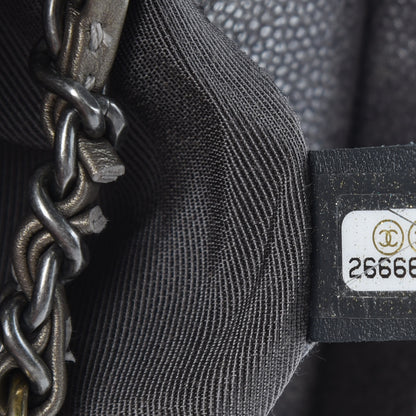 Chanel Metallic Grained Goatskin Chevron Quilted Small Gabrielle Hobo Dark Silver Gold 8 of 8
