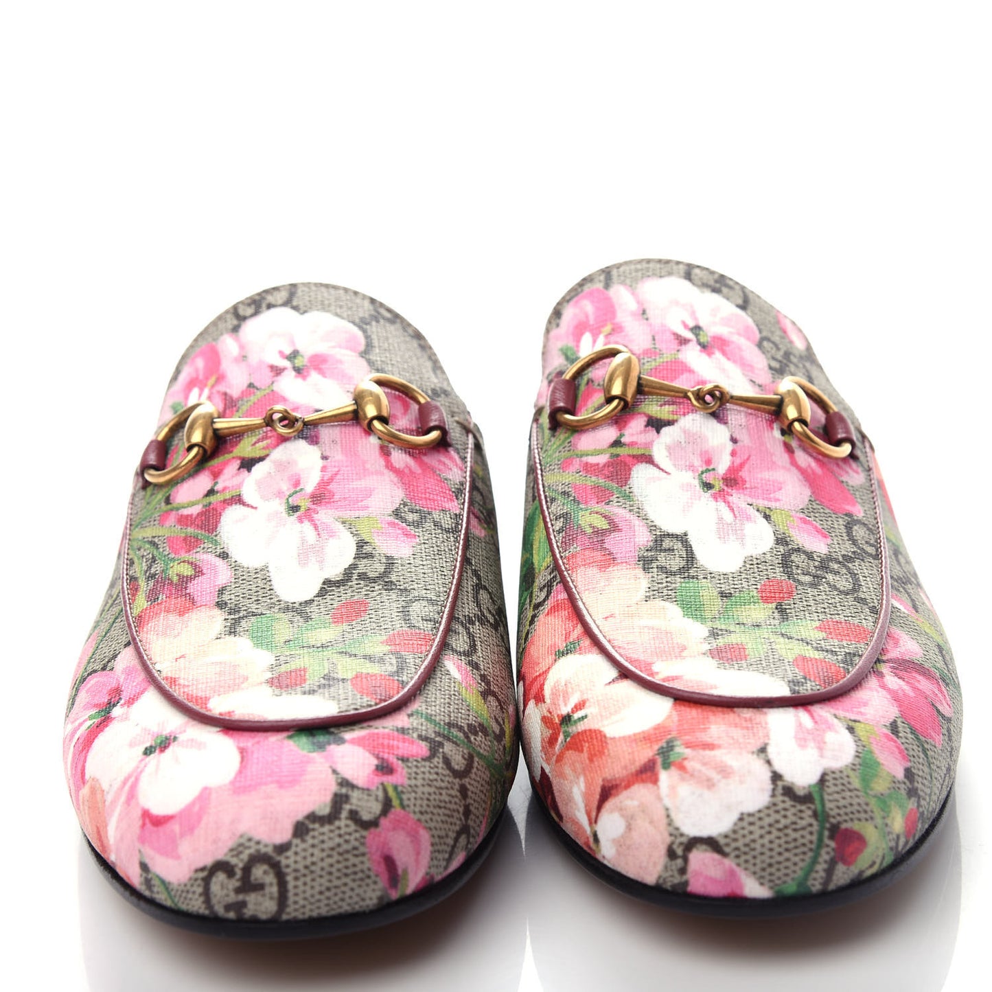 GG Supreme Monogram Blooms Womens Princetown Slippers 37 Beige Multicolor Dry Rose