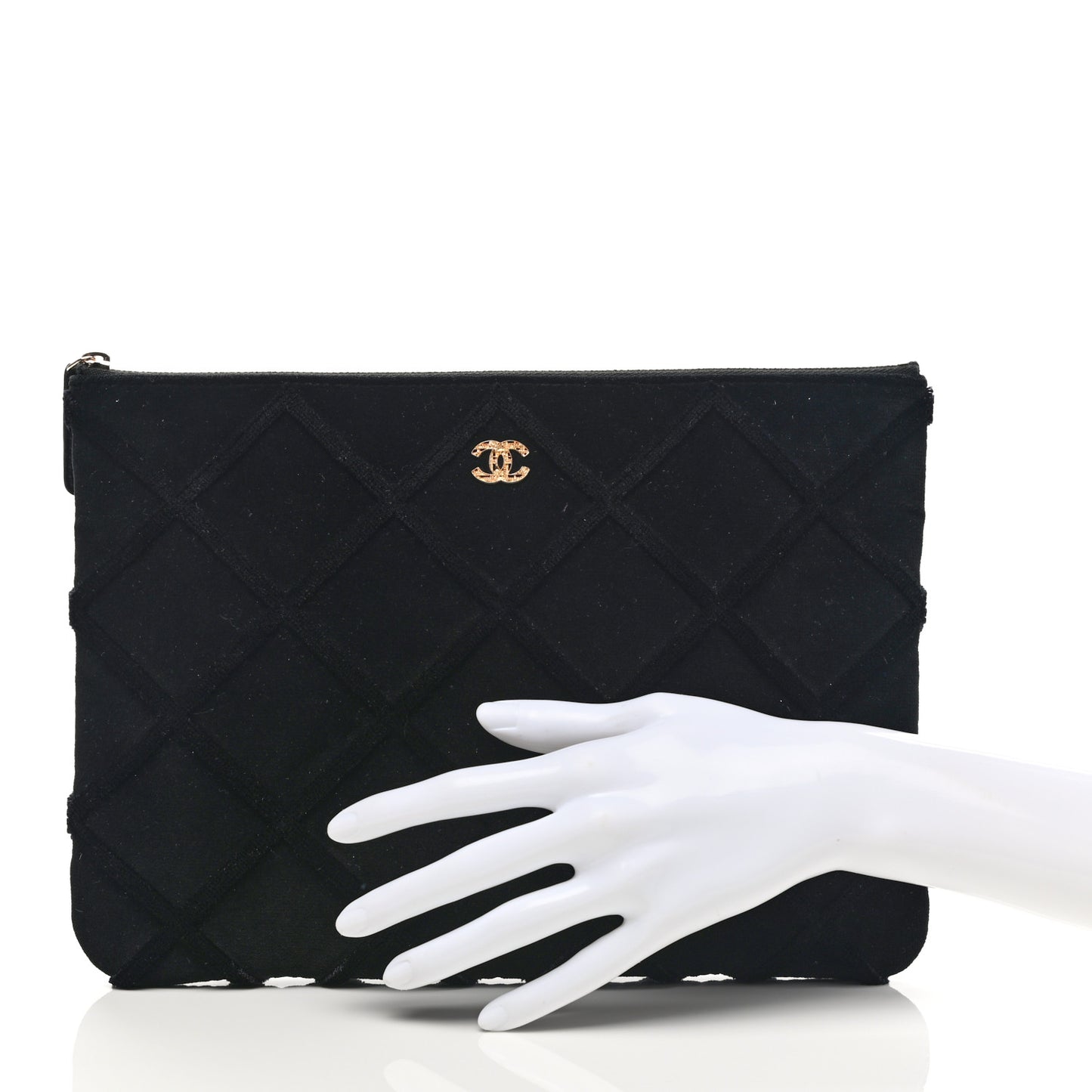 Velvet Quilted Medium Cosmetic Case Black