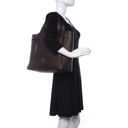 Prada Vitello Daino Drawstring Bag Brown 2 of 10