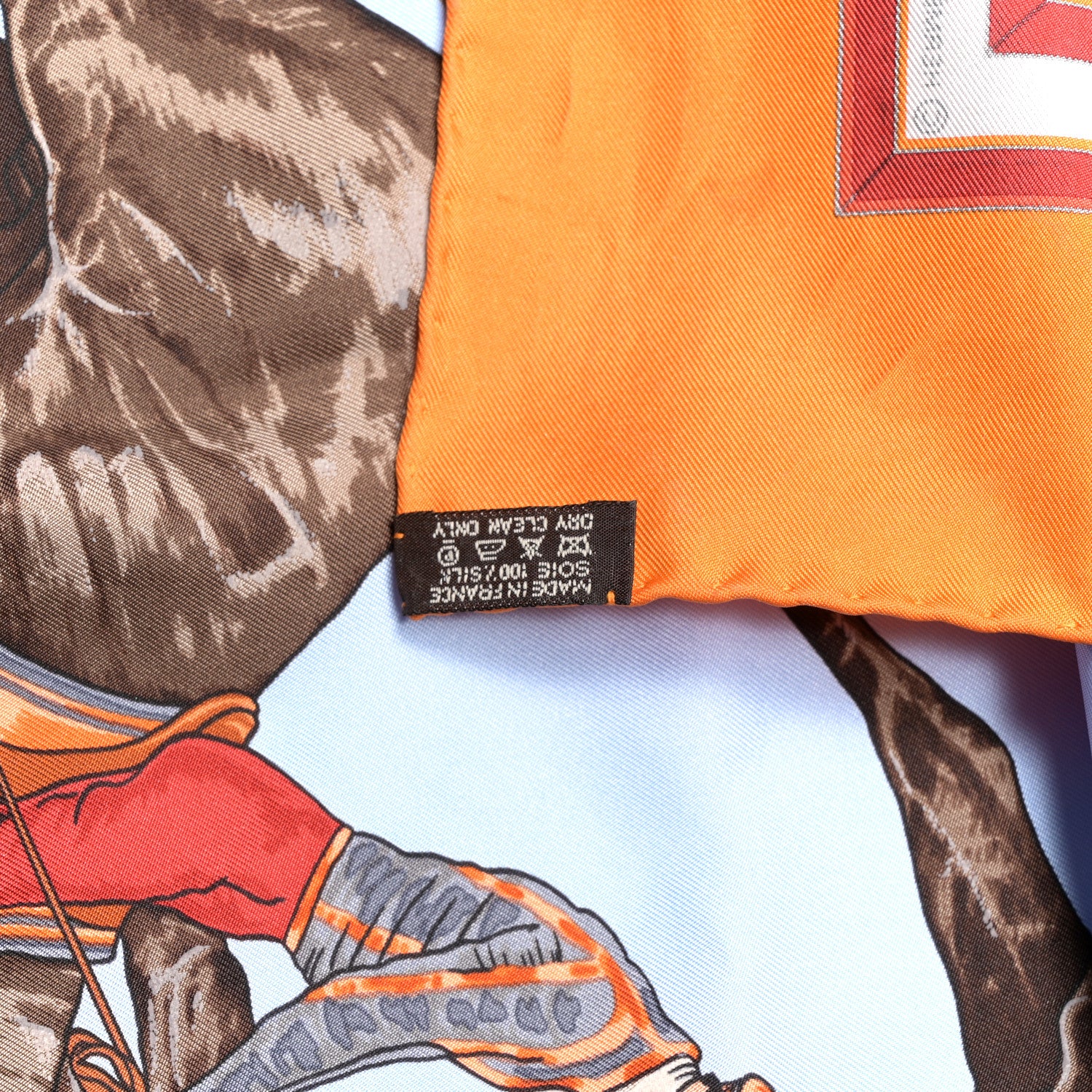 Hermes Silk La Ronde Des Jockeys Scarf 90 Orange Blue 4 of 5