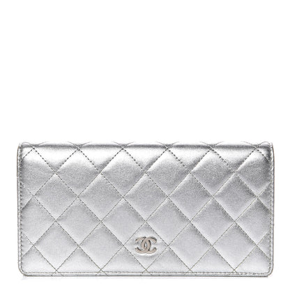 Chanel Metallic Calfskin Quilted Yen Wallet Dark Silver 1 of 13