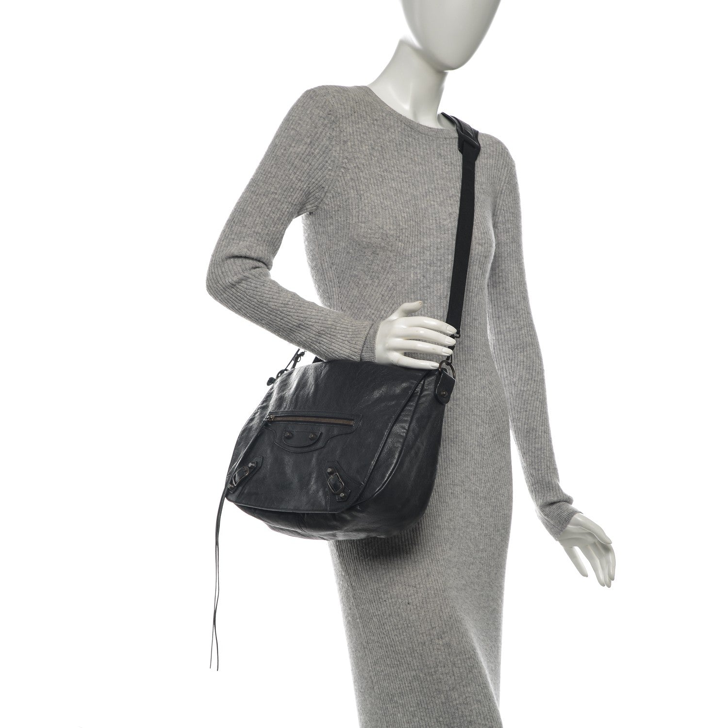 Balenciaga Agneau Folk Messenger Black 2 of 7