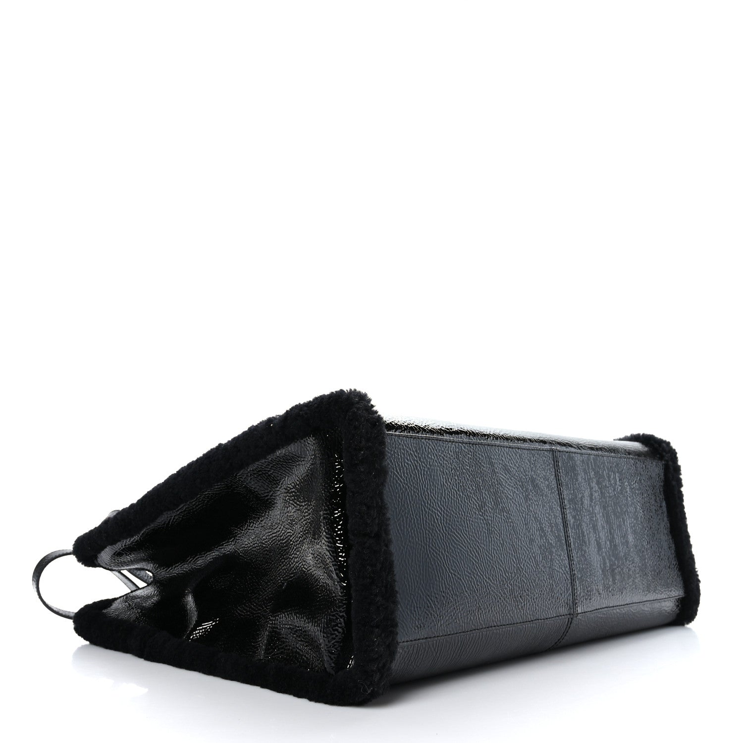 Telfar X UGG Crinkle Patent Shearling Large Shopping Bag Black 4 of 8