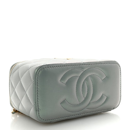 Chanel Metallic Lambskin Quilted Small CC Vanity Case With Chain Grey 4 of 11