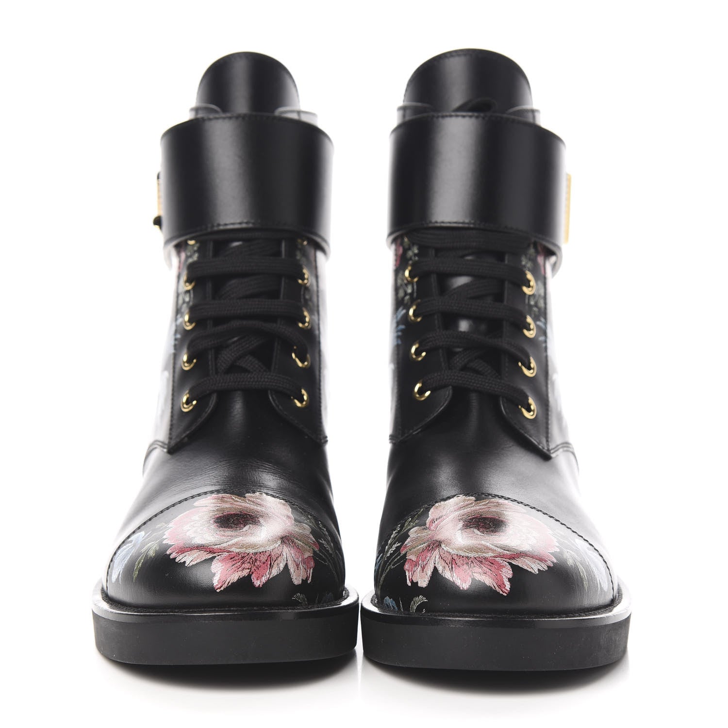 Louis Vuitton Calfskin Wonderland Ranger Flowers Boots 39 Black 2 of 8