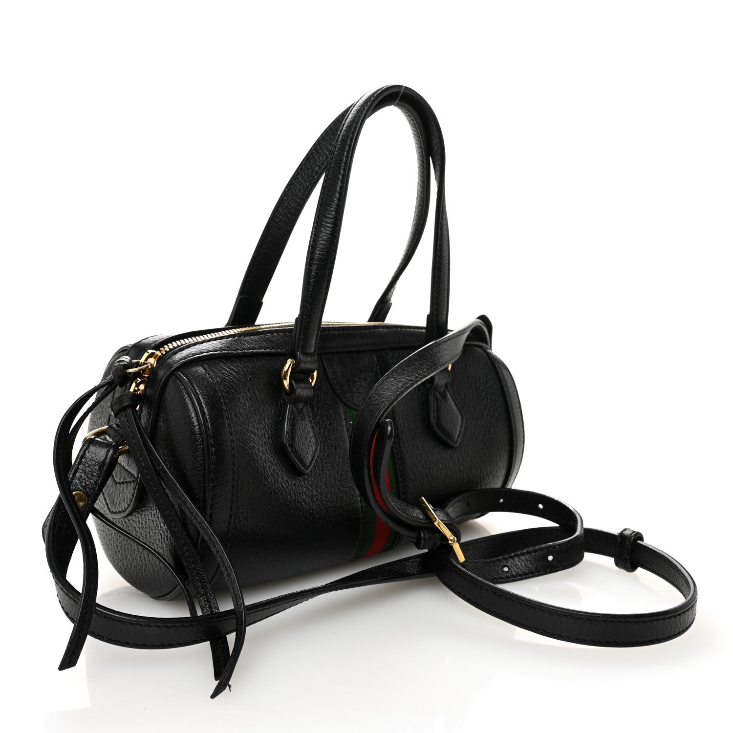 Gucci Textured Calfskin Small Ophidia Boston Bag Black 3 of 11