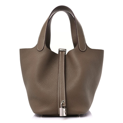 Hermes Taurillon Clemence Picotin Lock 18 PM Etoupe 1 of 9