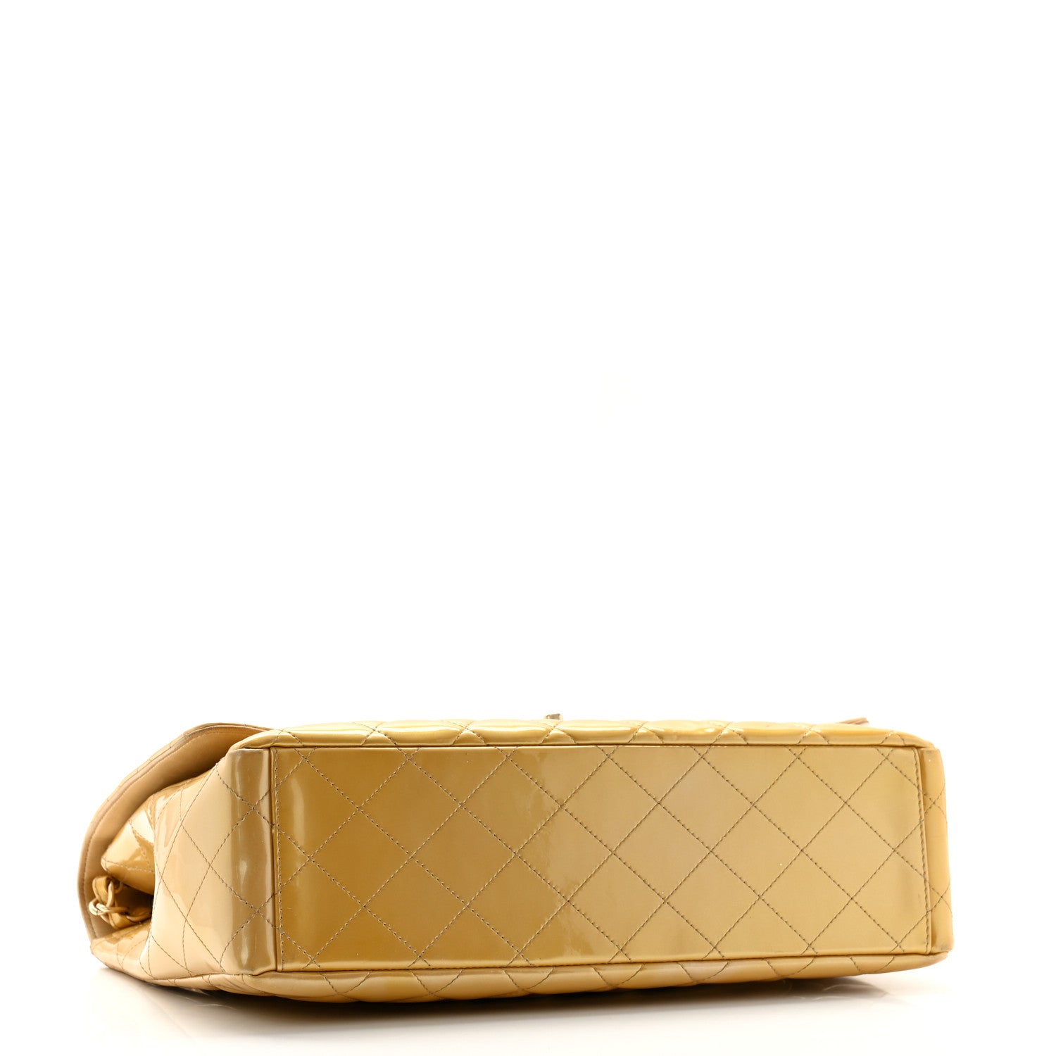 Chanel Metallic Patent Quilted Maxi Single Flap Beige 4 of 13