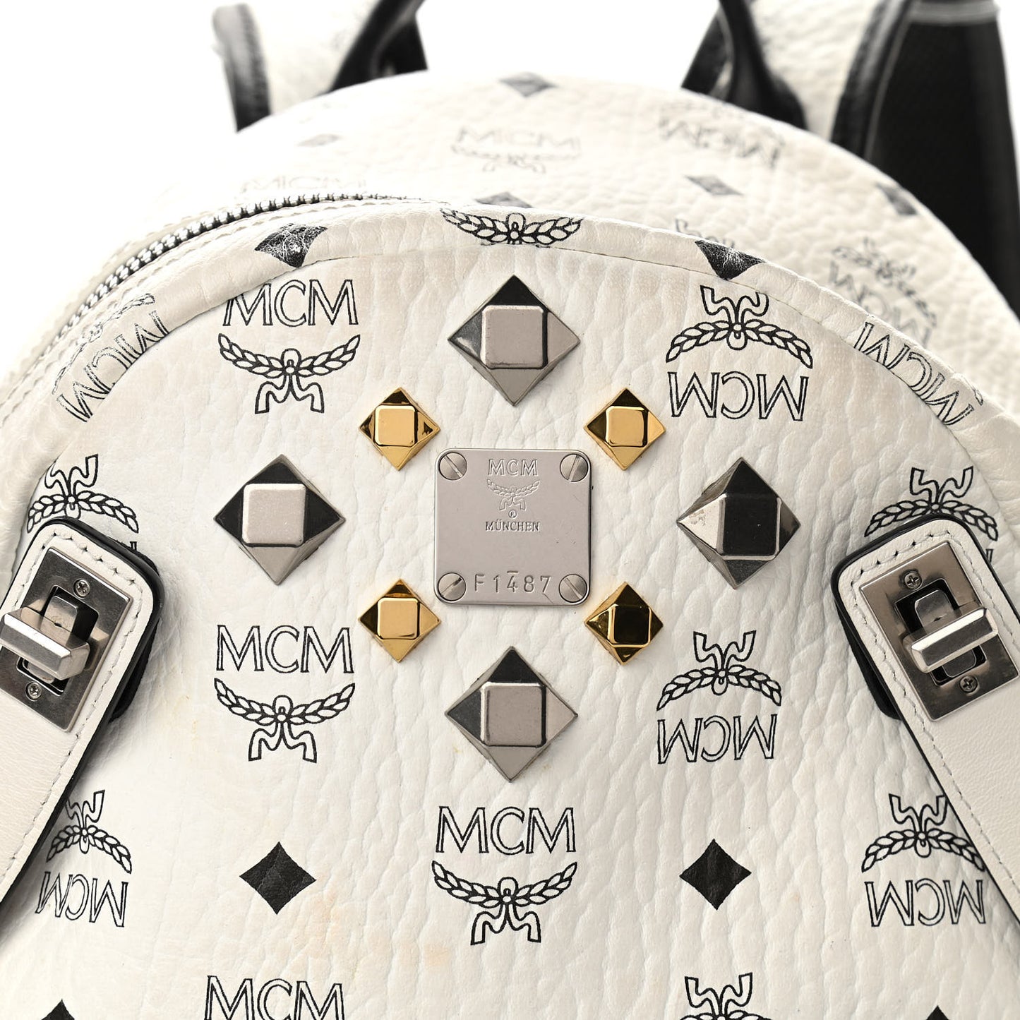 Visetos Studded Small Dual Stark Backpack White