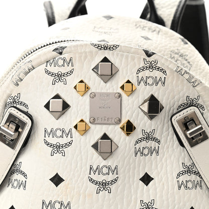 MCM Visetos Studded Small Dual Stark Backpack White 8 of 10