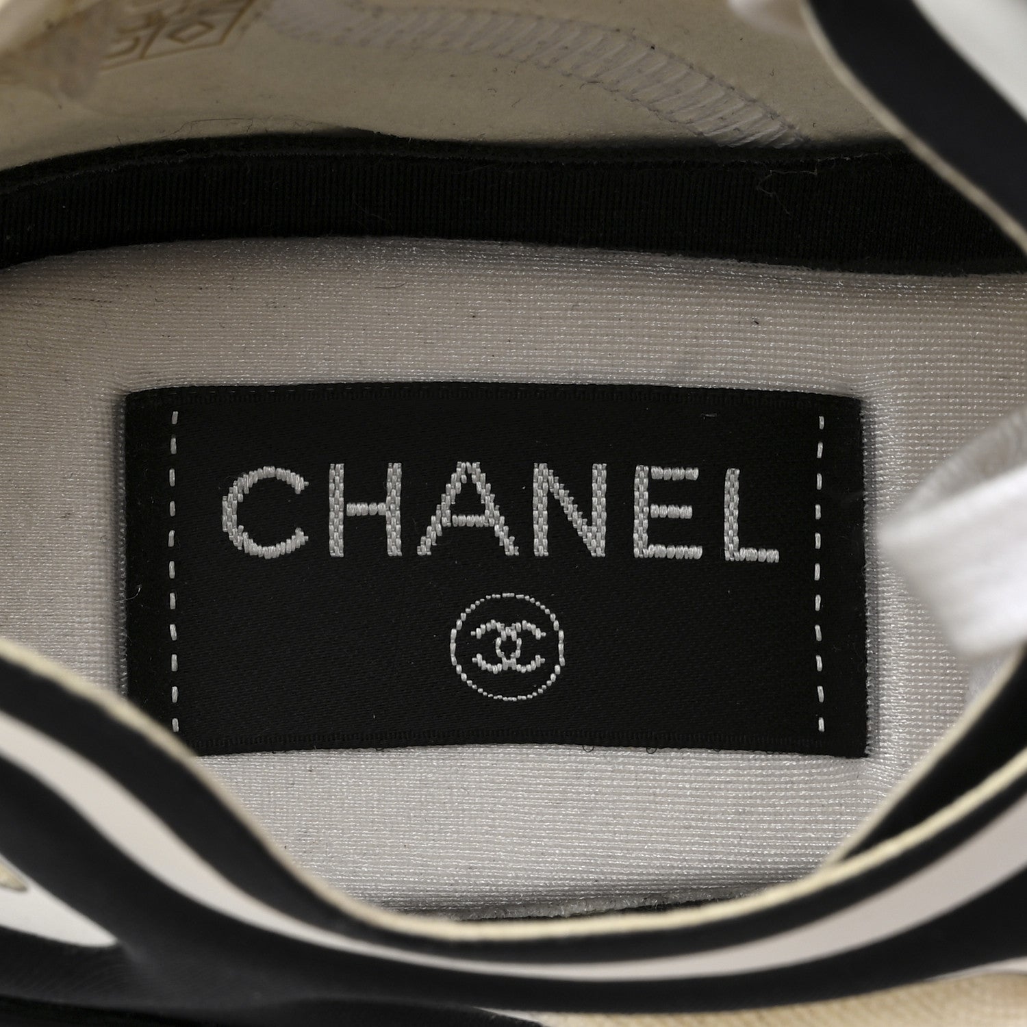 Chanel Lycra Womens CC Sneakers 37 White Black 7 of 10