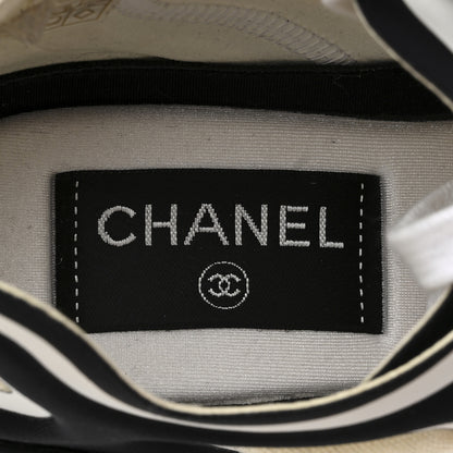 Chanel Lycra Womens CC Sneakers 37 White Black 7 of 10