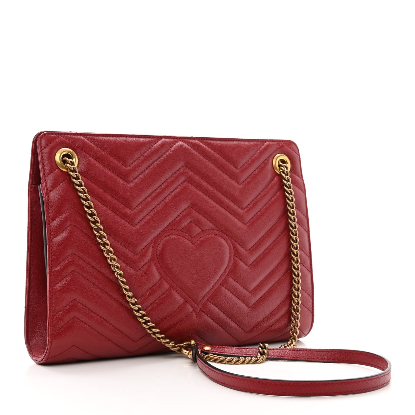 Azalea Calfskin Matelasse Heart Medium GG Marmont Slim Shoulder Bag Romantic Cerise