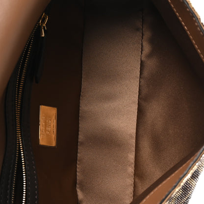 Fendi Vitello King Beaded Zucca Baguette Mogano Panna Ebano 4 of 9
