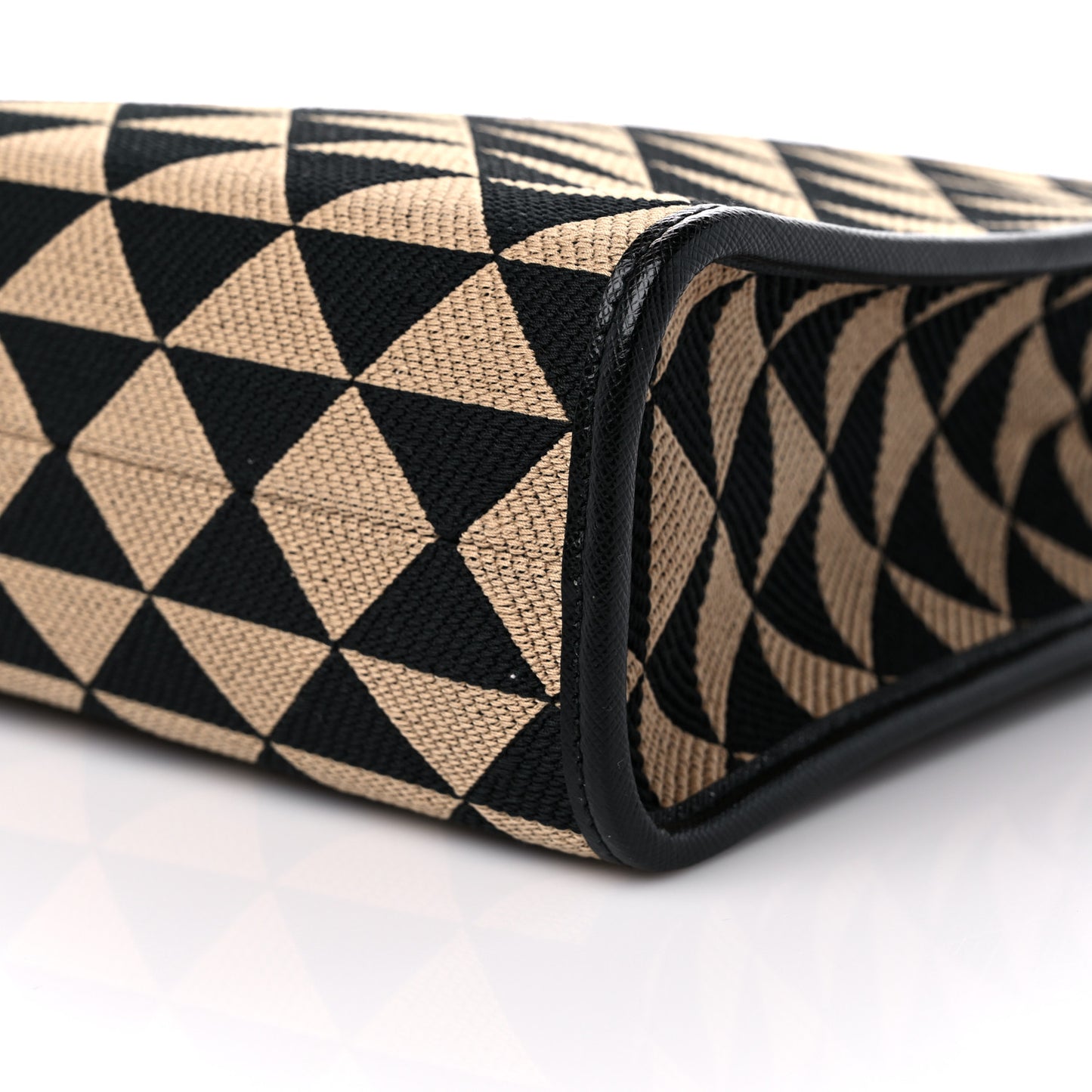 Jacquard Saffiano Triangolo Symbole Embroidered Small Tote Black Corda