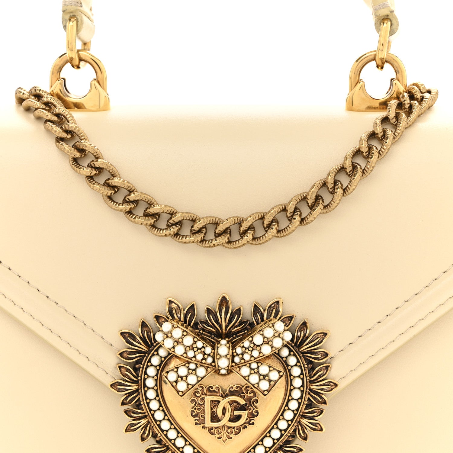 Dolce & Gabbana D&G ゴールド パーティーバッグ Dolce & Gabbana Smooth Calfskin Small Devotion Envelope Top Handle