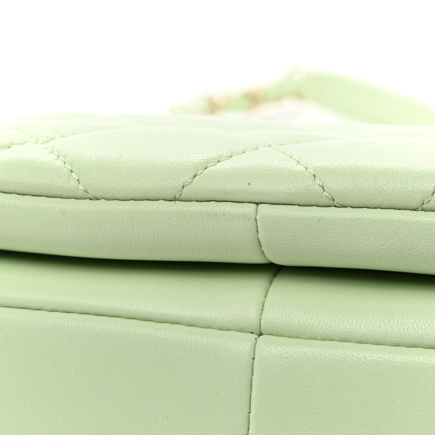 Lambskin Quilted Small Trendy CC Flap Dual Handle Bag Light Green