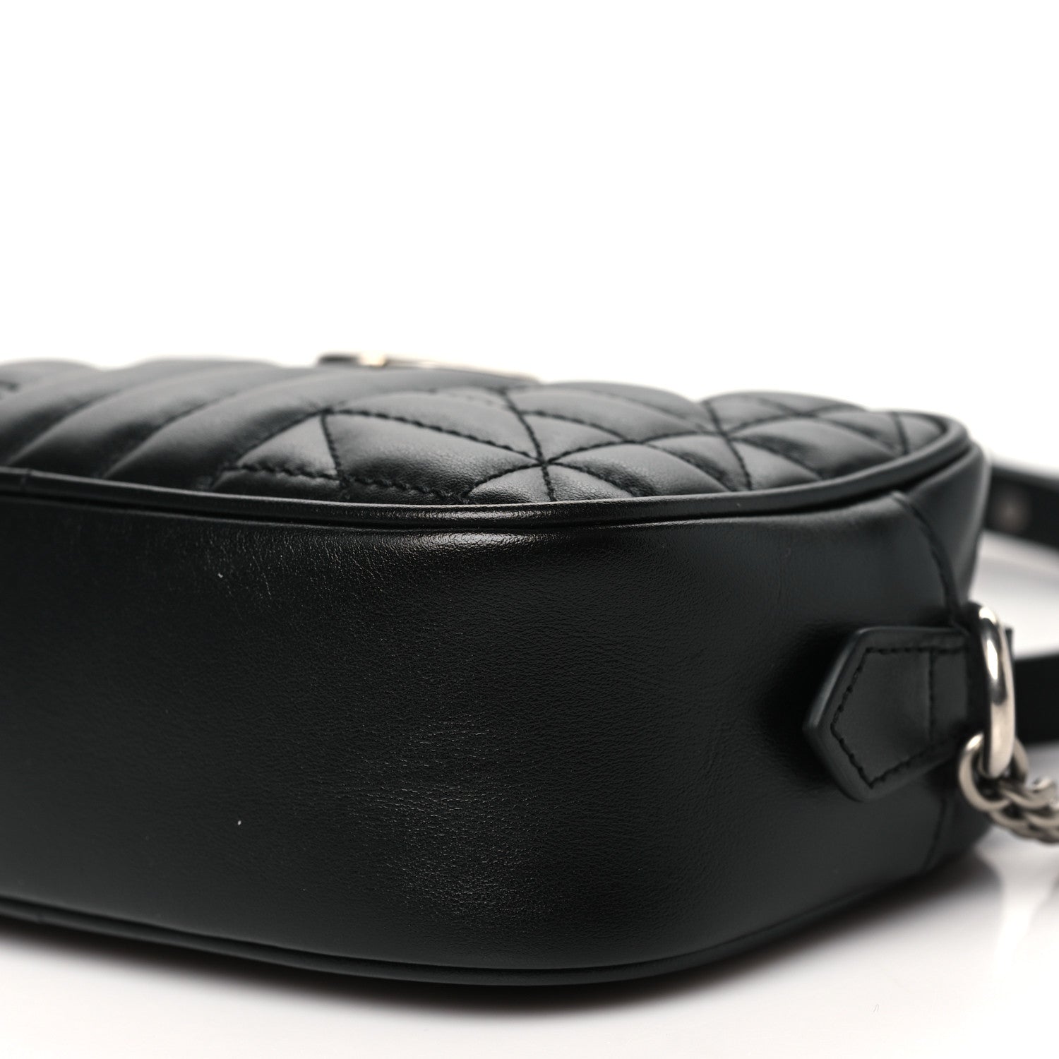 Gucci Calfskin Matelasse Aria Mini GG Marmont Chain Shoulder Bag Black 10 of 11