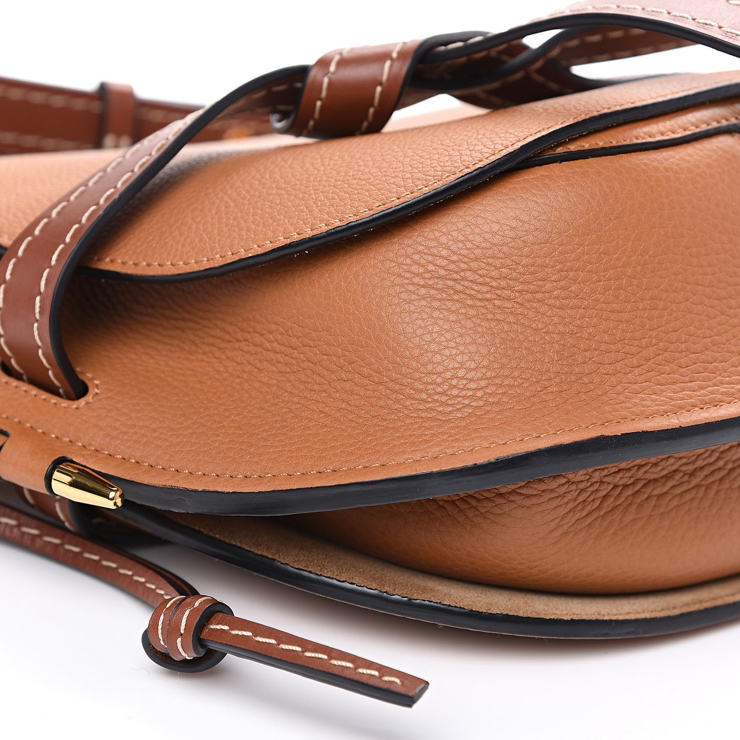 Grained Calfskin Small Gate Crossbody Bag Caramel Pecan