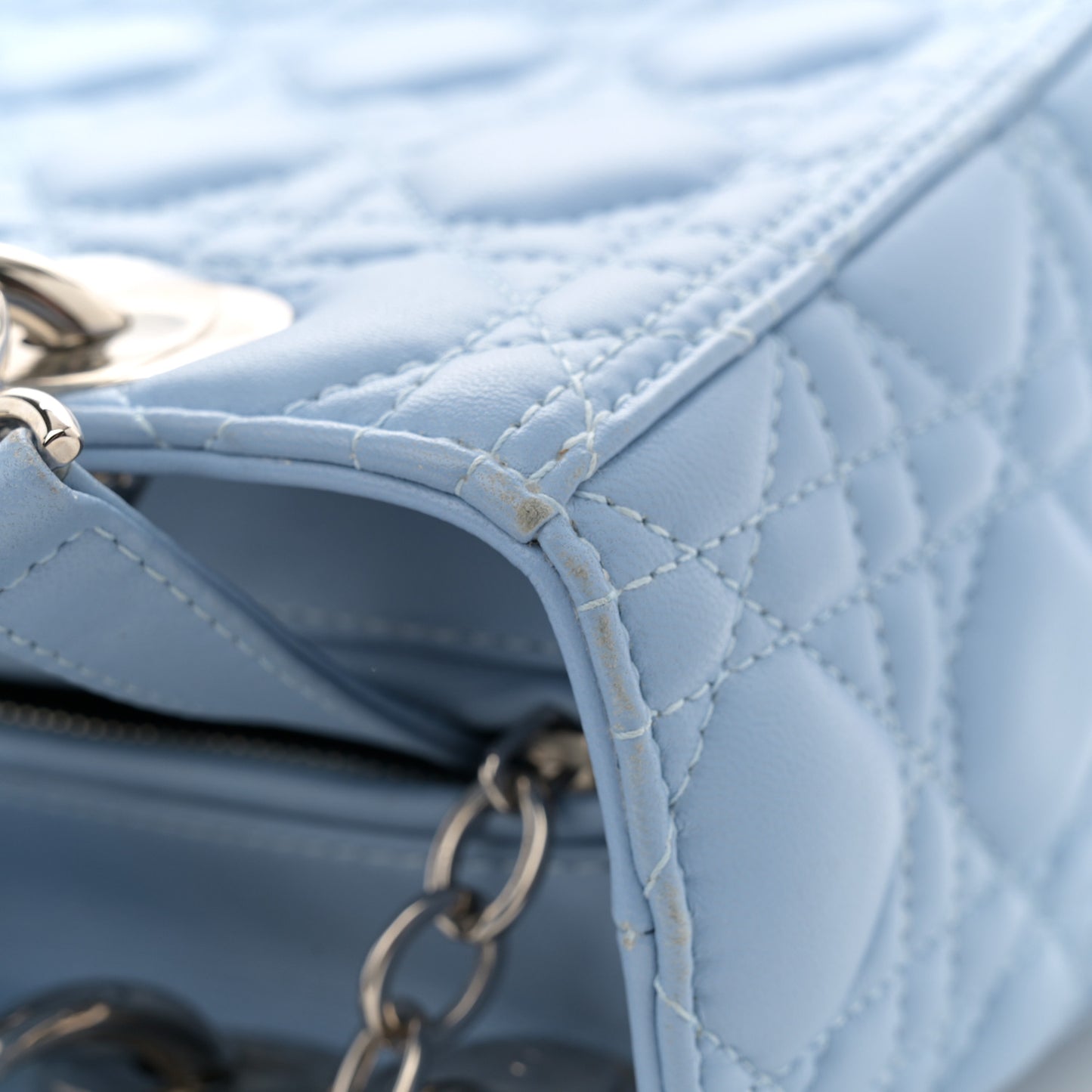 Lambskin Cannage Medium Lady Dior Light Blue