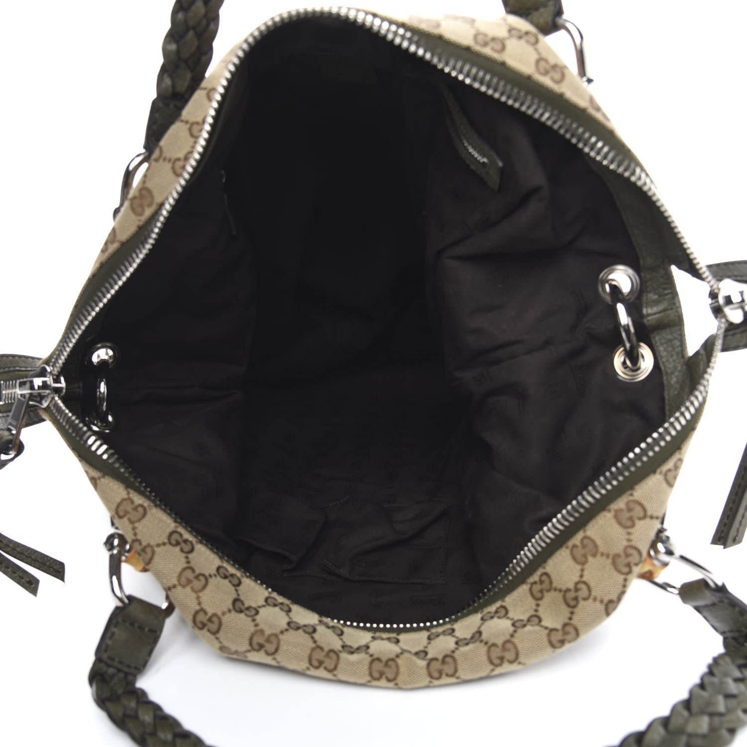Gucci Monogram Large Bamboo Bar Tassel Shoulder Bag Brown 5 of 10