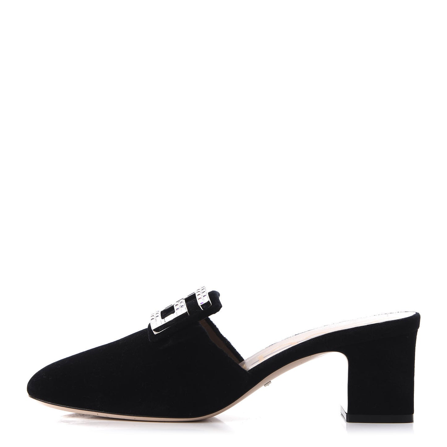 Velvet Crystal Square G Madelyn Mules 40 Black