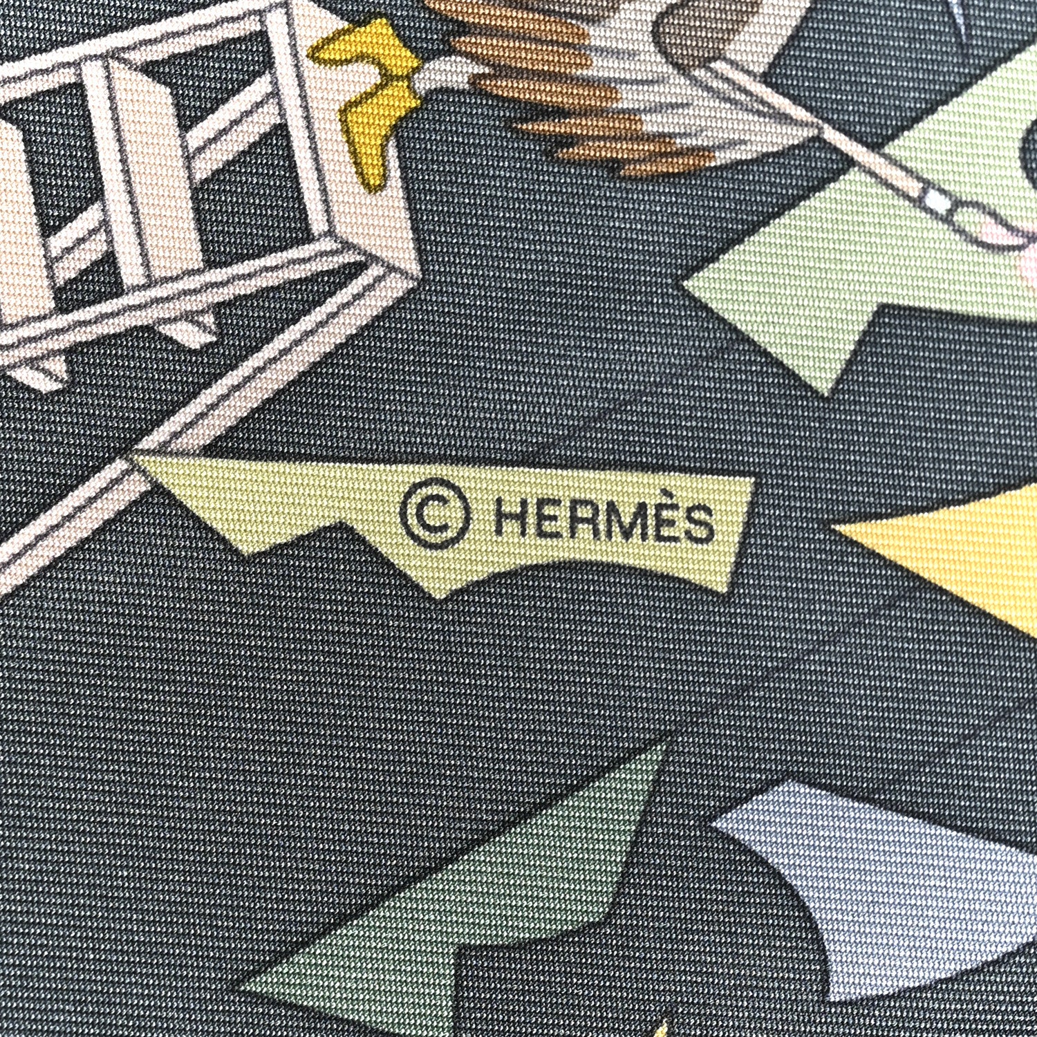 Hermes Silk Academia Hippica Scarf 90 Black Ardoise Rose 4 of 5