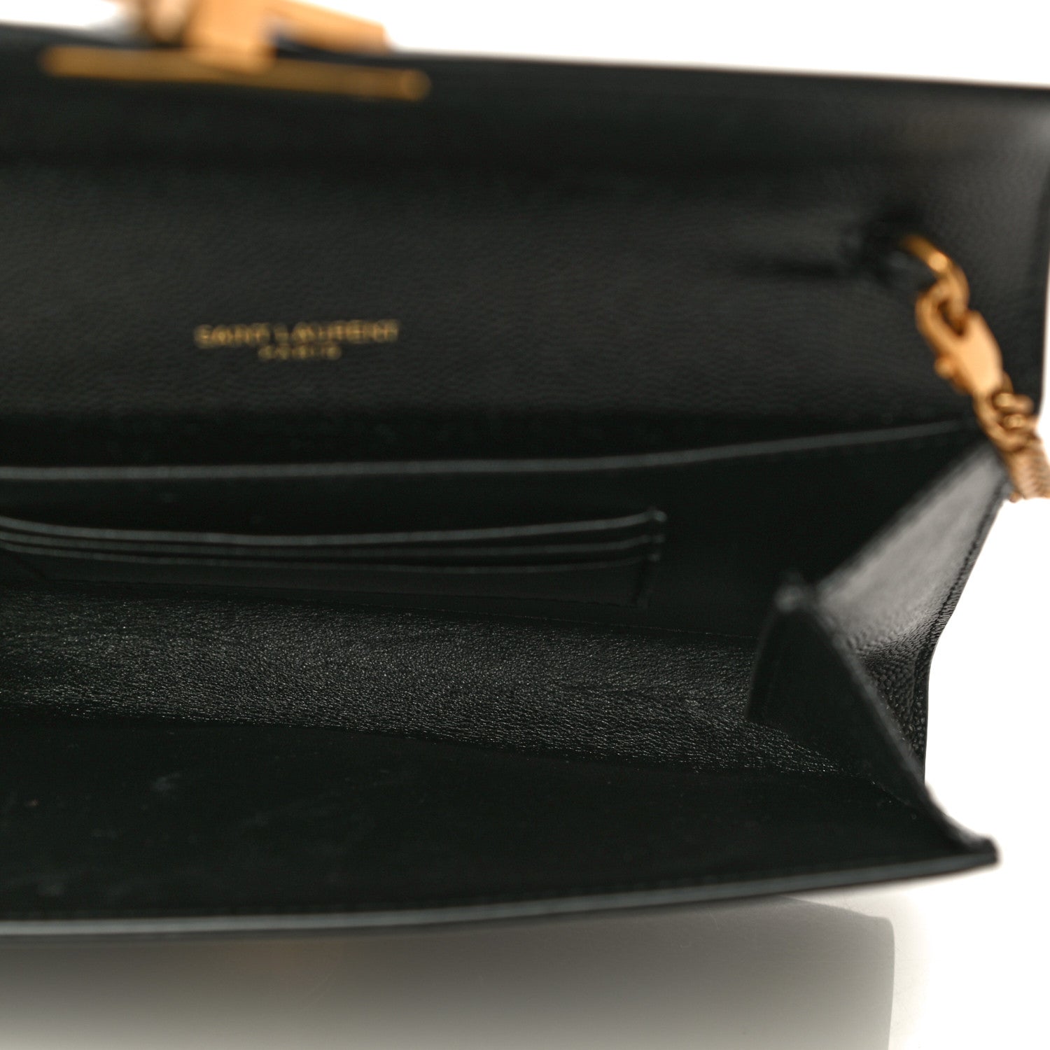 Saint Laurent Grain De Poudre Monogram Cassandra Chain Wallet Black 5 of 11