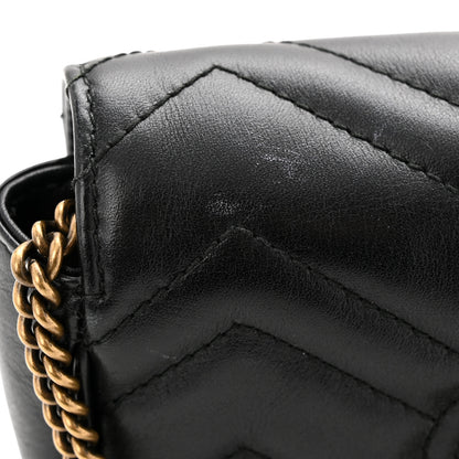 Gucci Calfskin Matelasse Super Mini GG Marmont Shoulder Bag Black 11 of 12