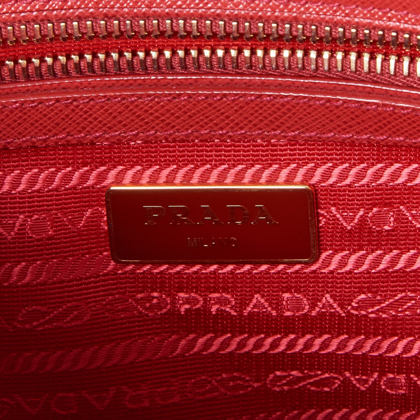 Saffiano Lux Small Galleria Double Zip Tote Fuoco