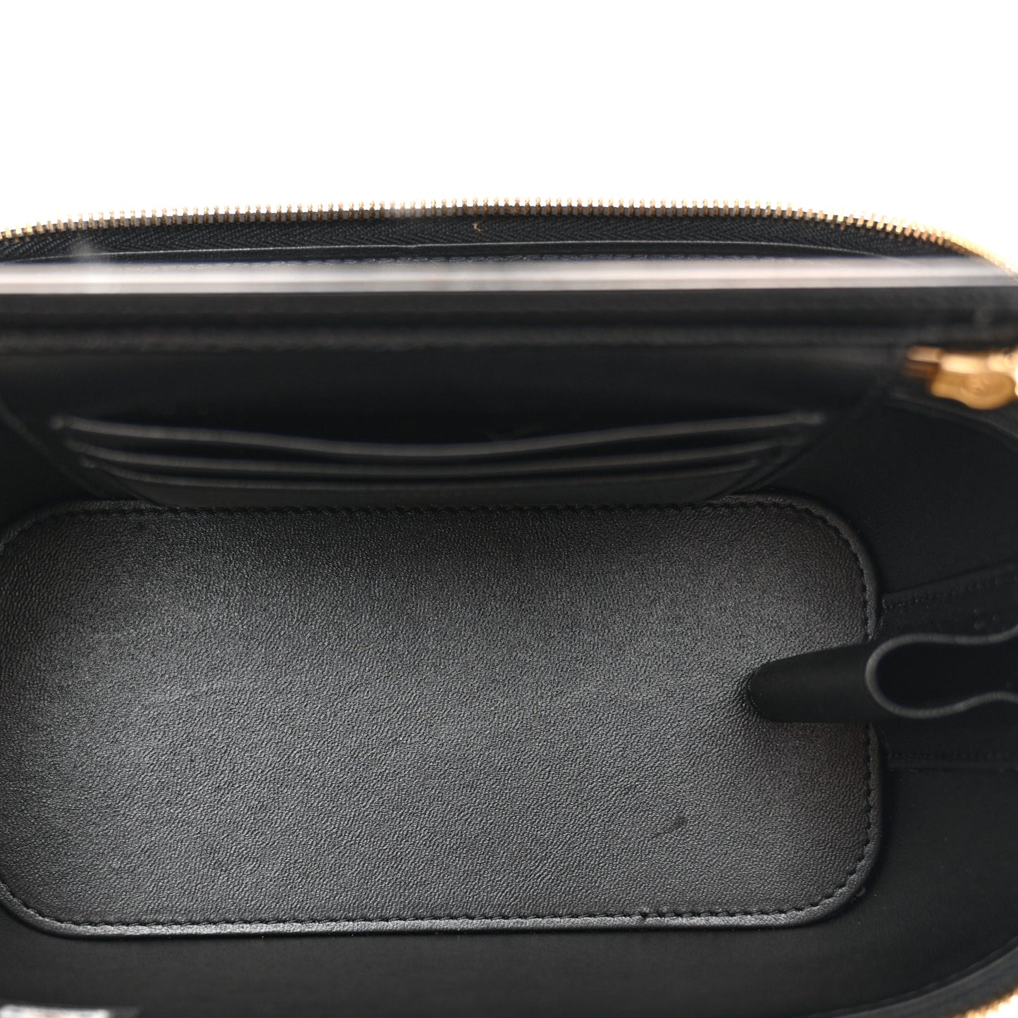 Lambskin Enamel Quilted Small Coco Hearts Vanity Case With Chain Black