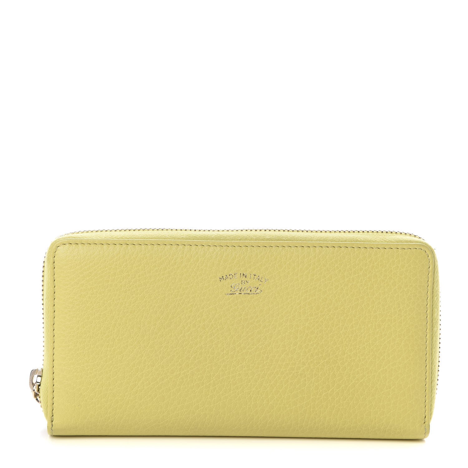 Gucci Pebbled Calfskin Bamboo Tassel Zip Around Wallet Citrus 1 of 1