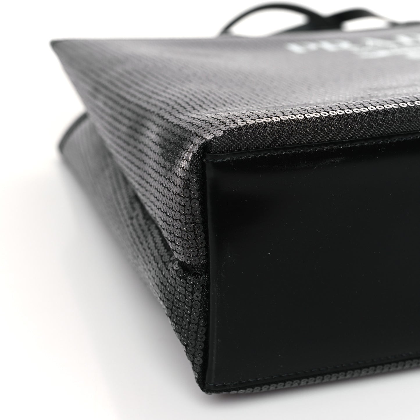 Mesh Sequin Spazzolato Logo Tote Black