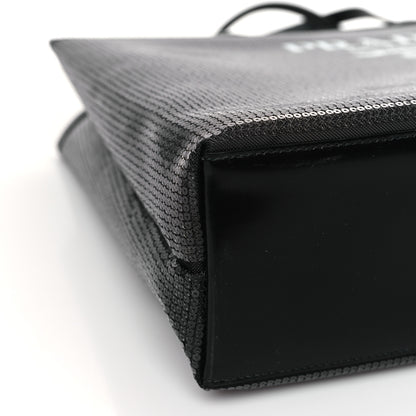 Prada Mesh Sequin Spazzolato Logo Tote Black 9 of 10