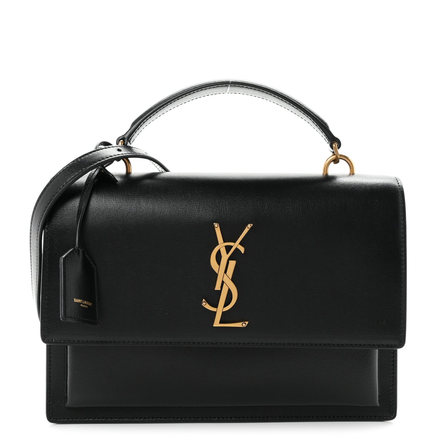 Smooth Calfskin Medium Monogram Sunset Satchel Black