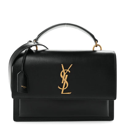 Saint Laurent Smooth Calfskin Medium Monogram Sunset Satchel Black 1 of 10