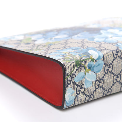 Gucci GG Supreme Monogram Blooms Large Cosmetic Case Beige Blue Navy Hibiscus Red 8 of 9