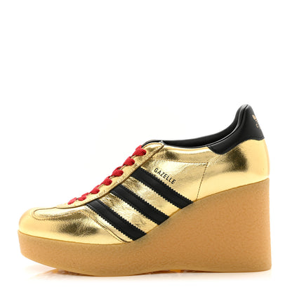 Gucci X ADIDAS Ginza Calfskin Demetra Gazelle Wedge Sneakers 41 King Gold Black 1 of 8